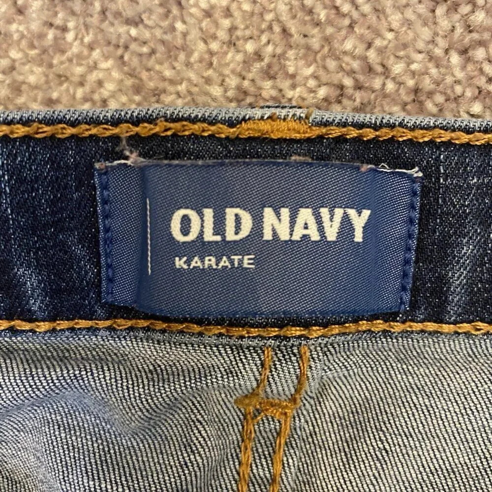 Old Navy Kids Karate Jeans Size 12 Regular Blue Stretch Expandable Waist EUC
